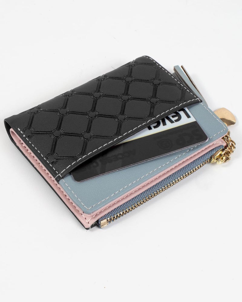 KOTORA Womens Small Wallet Girls Tiny Slim Wallets Pretty Mini Card Holder Thin Short Zip Coin Purse with Love Pendant and Tassels (Z-Black) - Image 4